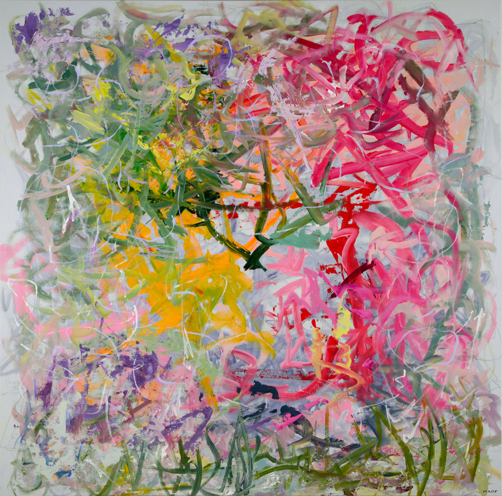 Abstract Artist in Texas, abstract artwork by Maria Alejandra Ochoa AKA MAOF. in this photo: