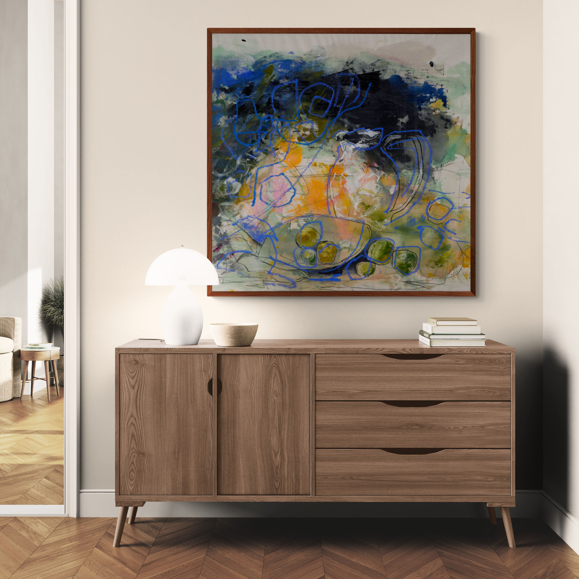 Abstract Artist in Texas, abstract artwork by Maria Alejandra Ochoa AKA MAOF. in this photo: